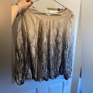 Roz & Ali Small Blouse in Cream & Gray